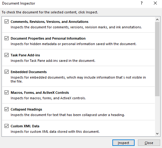 MS Word Outstanding Options