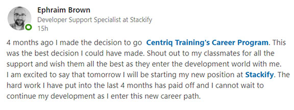 Centriq Training Social Media Reviews.